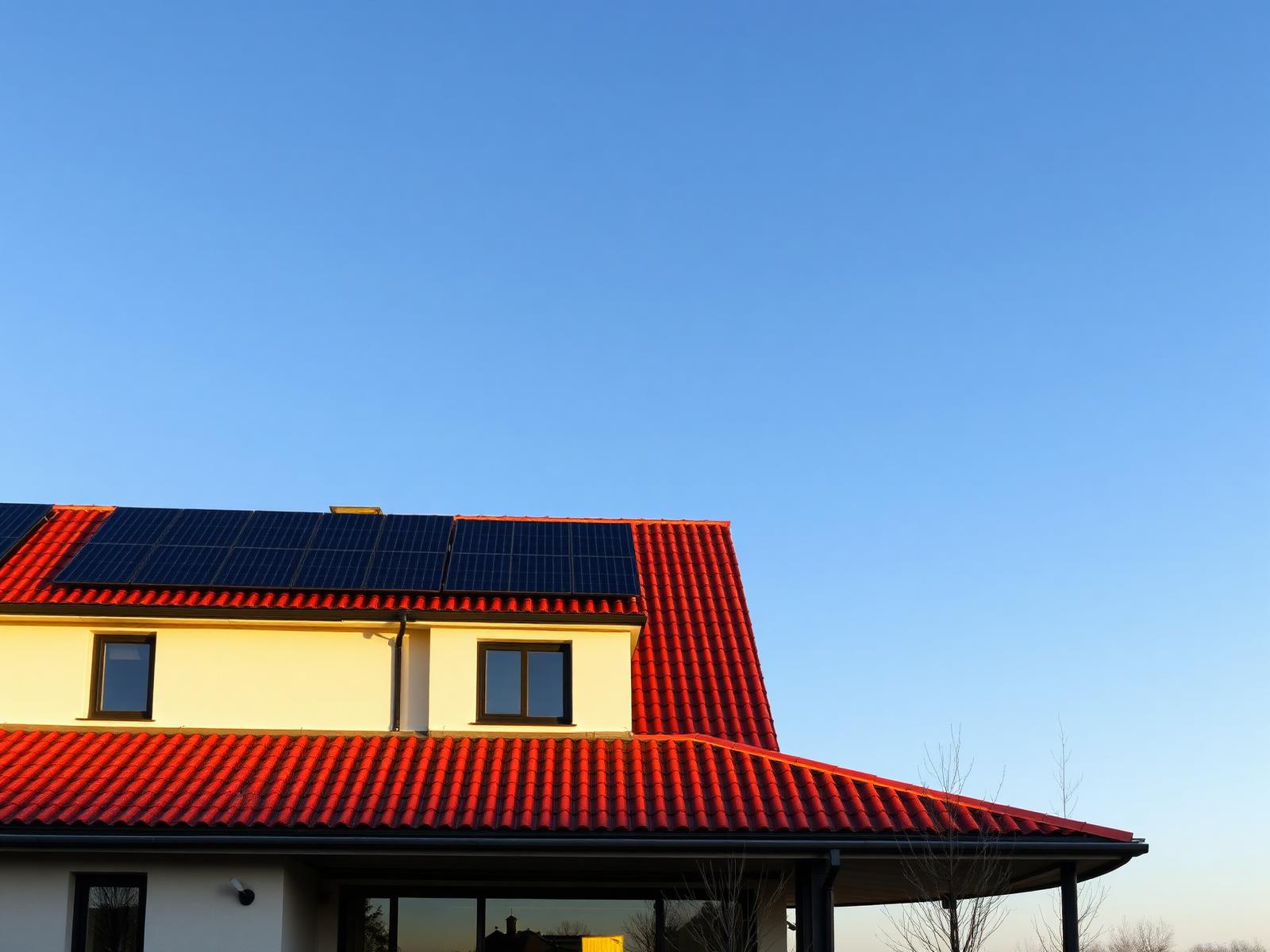 Villa i södra Sverige med installerade solceller på taket
